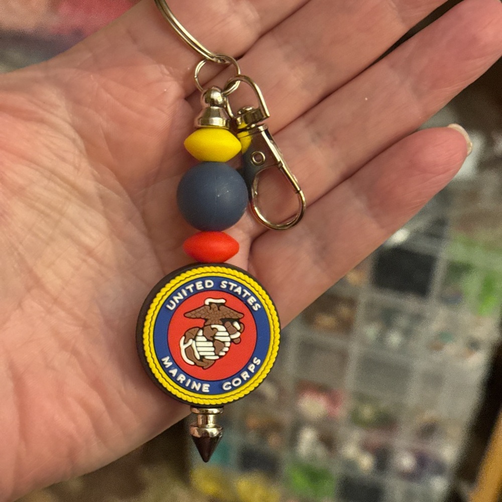 US Marine Corps Key Holder with Multicolor Beads